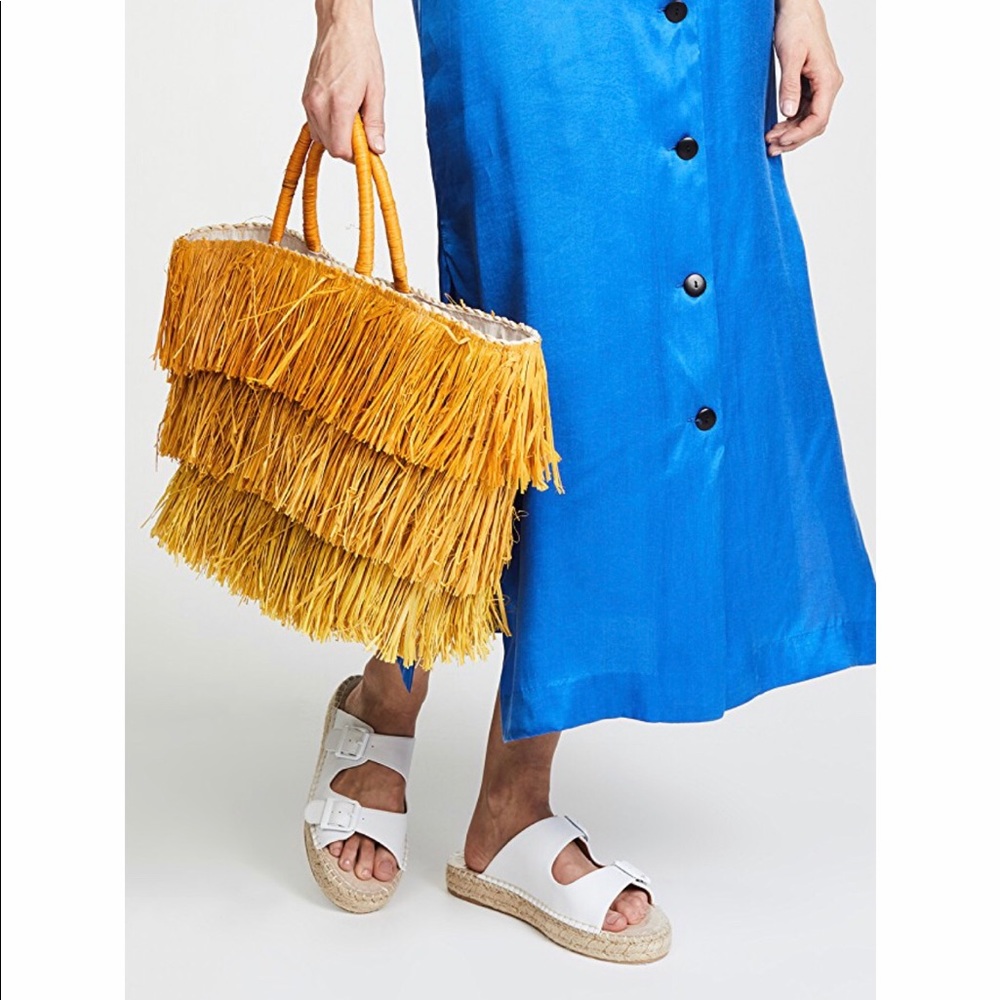 Deux Lux Ombré Straw Tote Bag In Citron